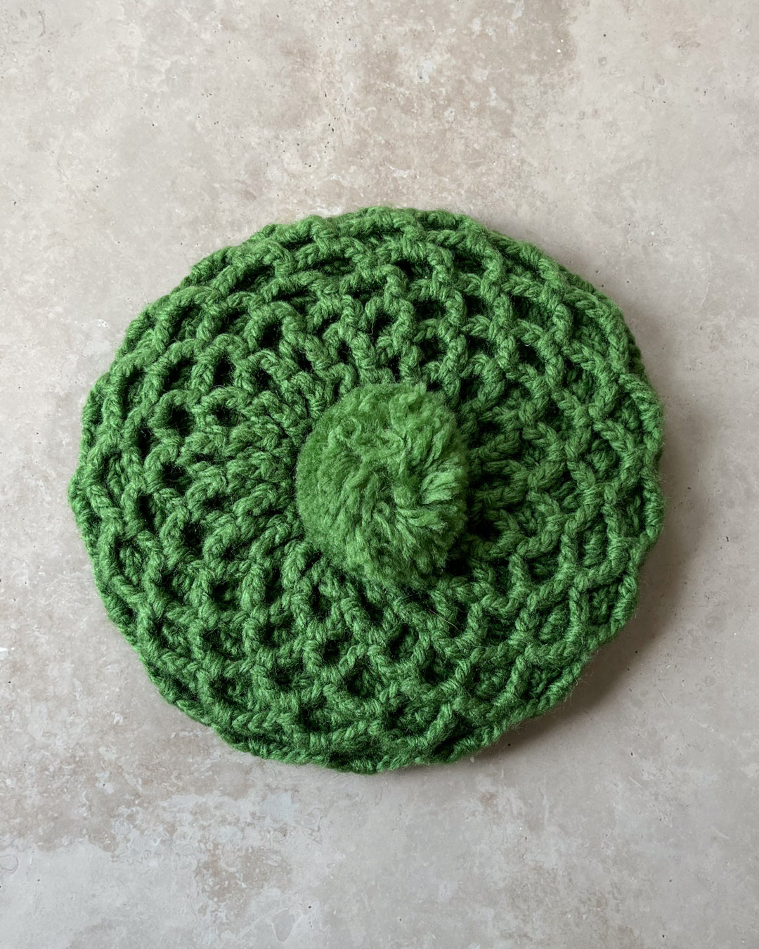 60s Green Hand Knit Beret