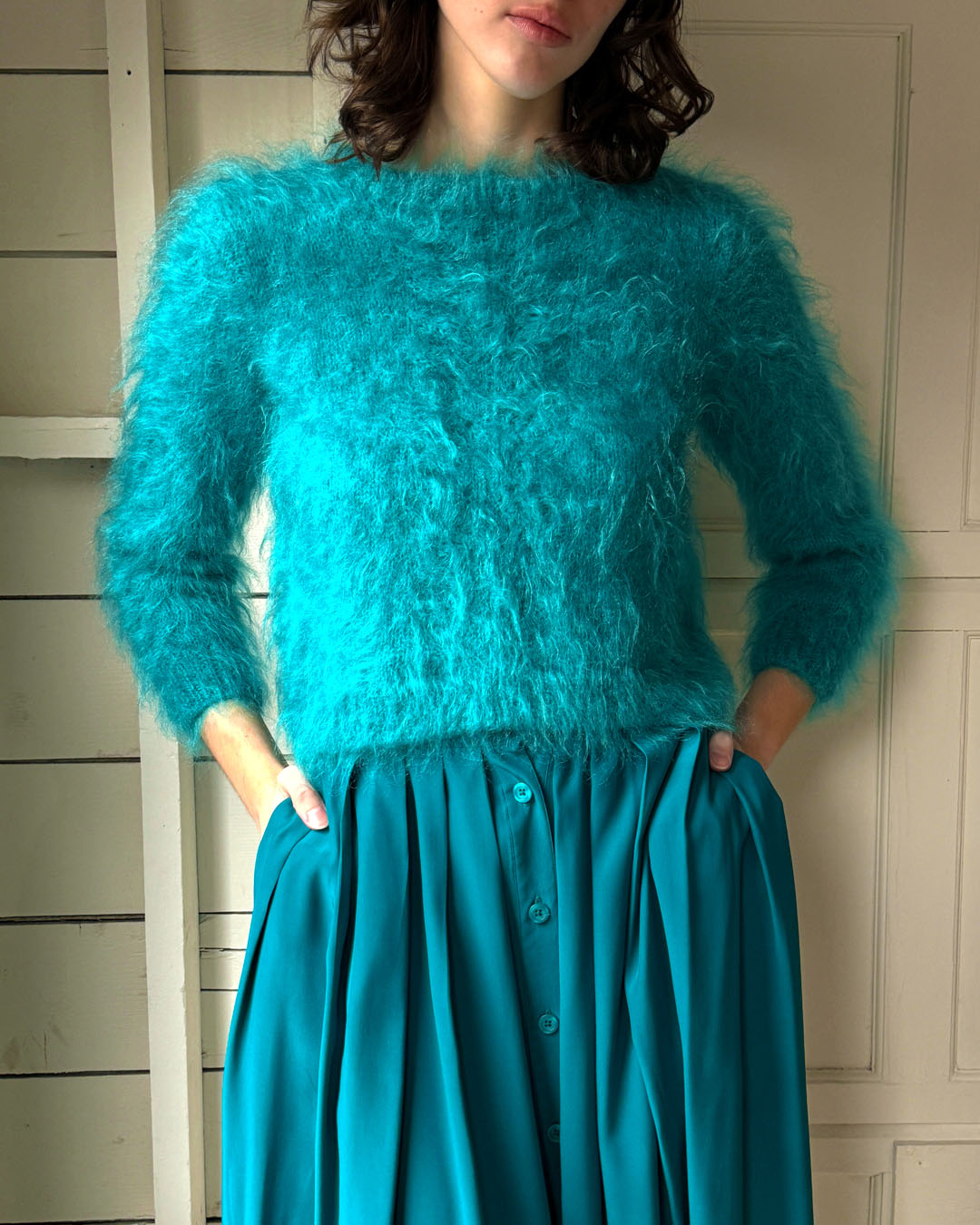 90s Hand Knit Mohair Sweater | S