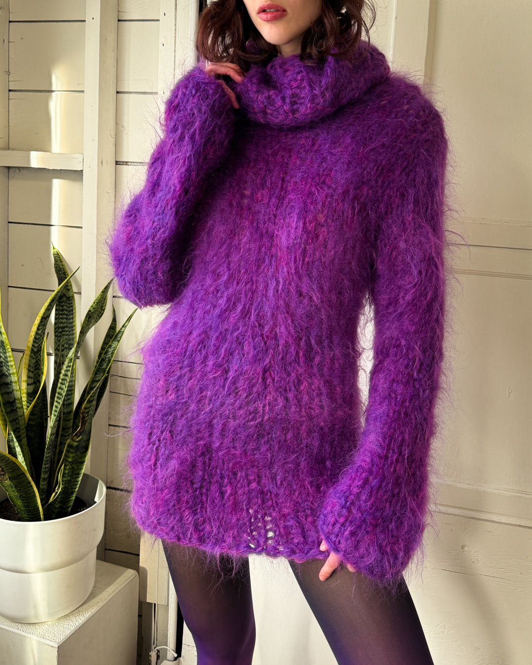 Handwoven Grape Mohair Sweater | S-L - Lucky Vintage