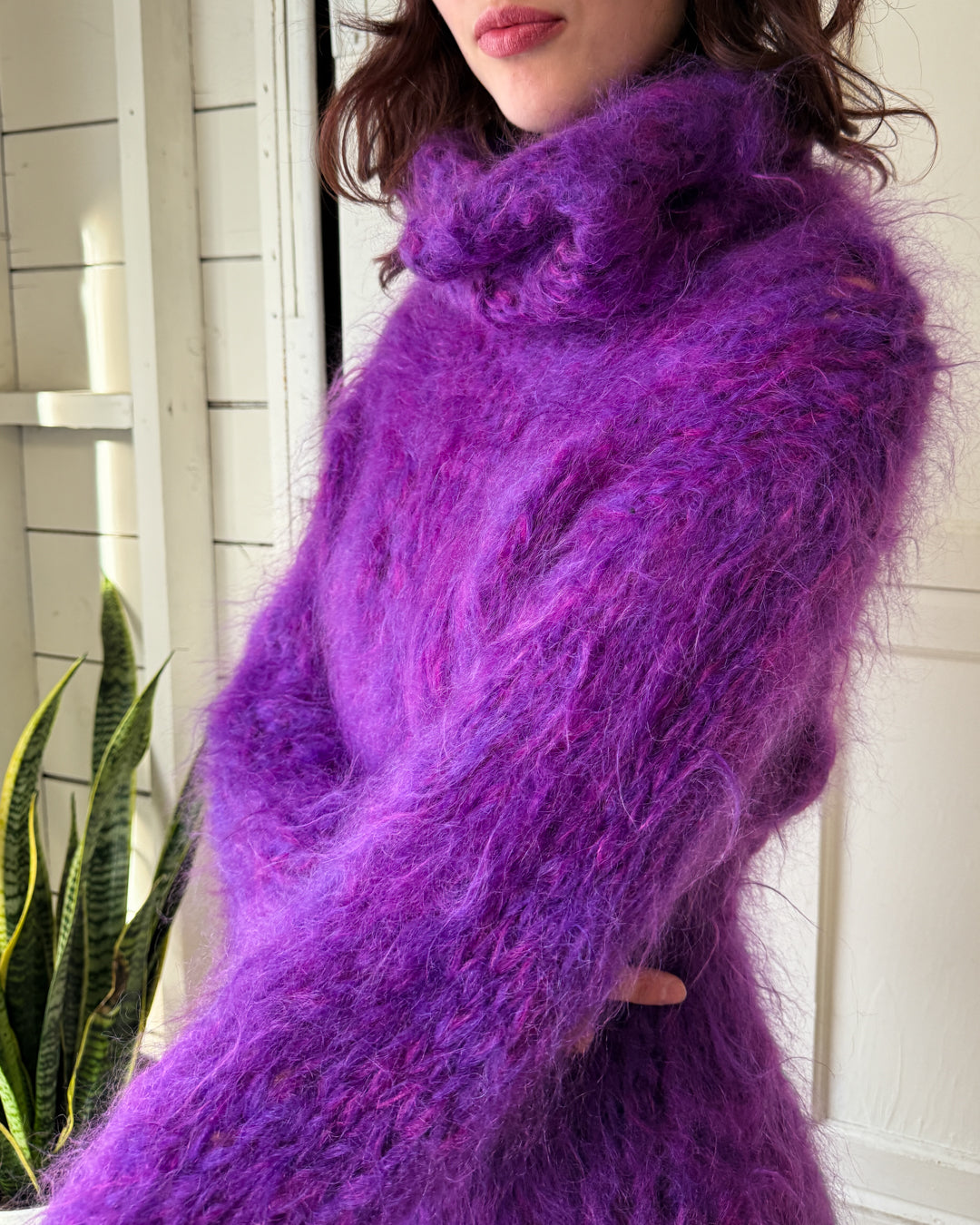 Handwoven Grape Mohair Sweater | S-L
