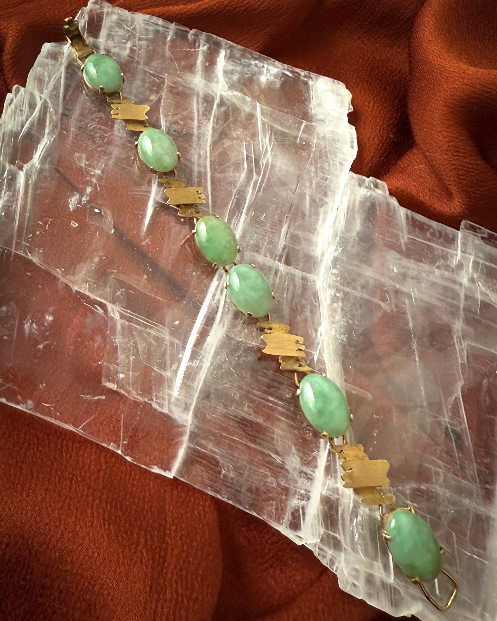 14K Gold Icy Jadeite Bracelet