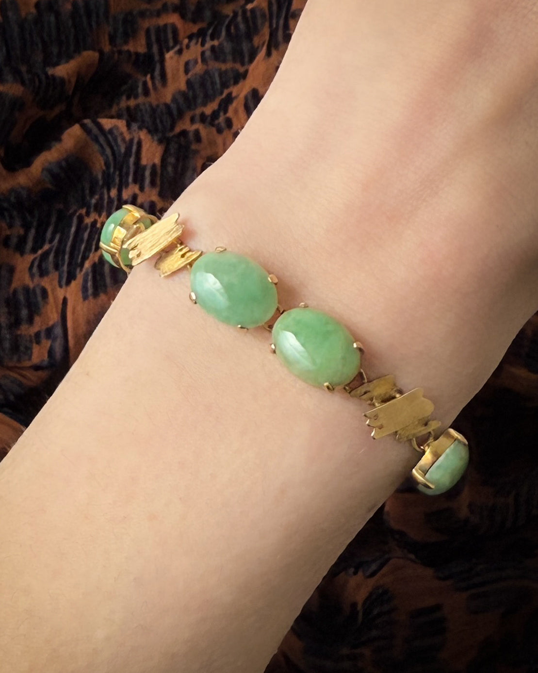 14K Gold Icy Jadeite Bracelet