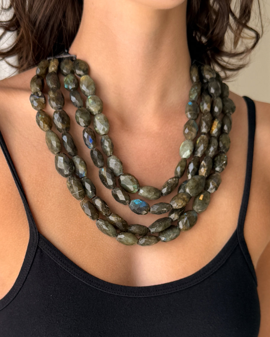 Faceted Labradorite Bead Necklace