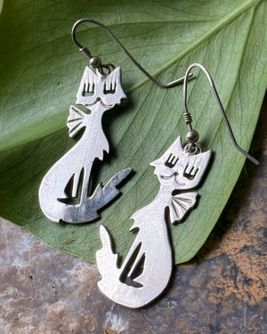 Sterling Fancy Cat Earrings