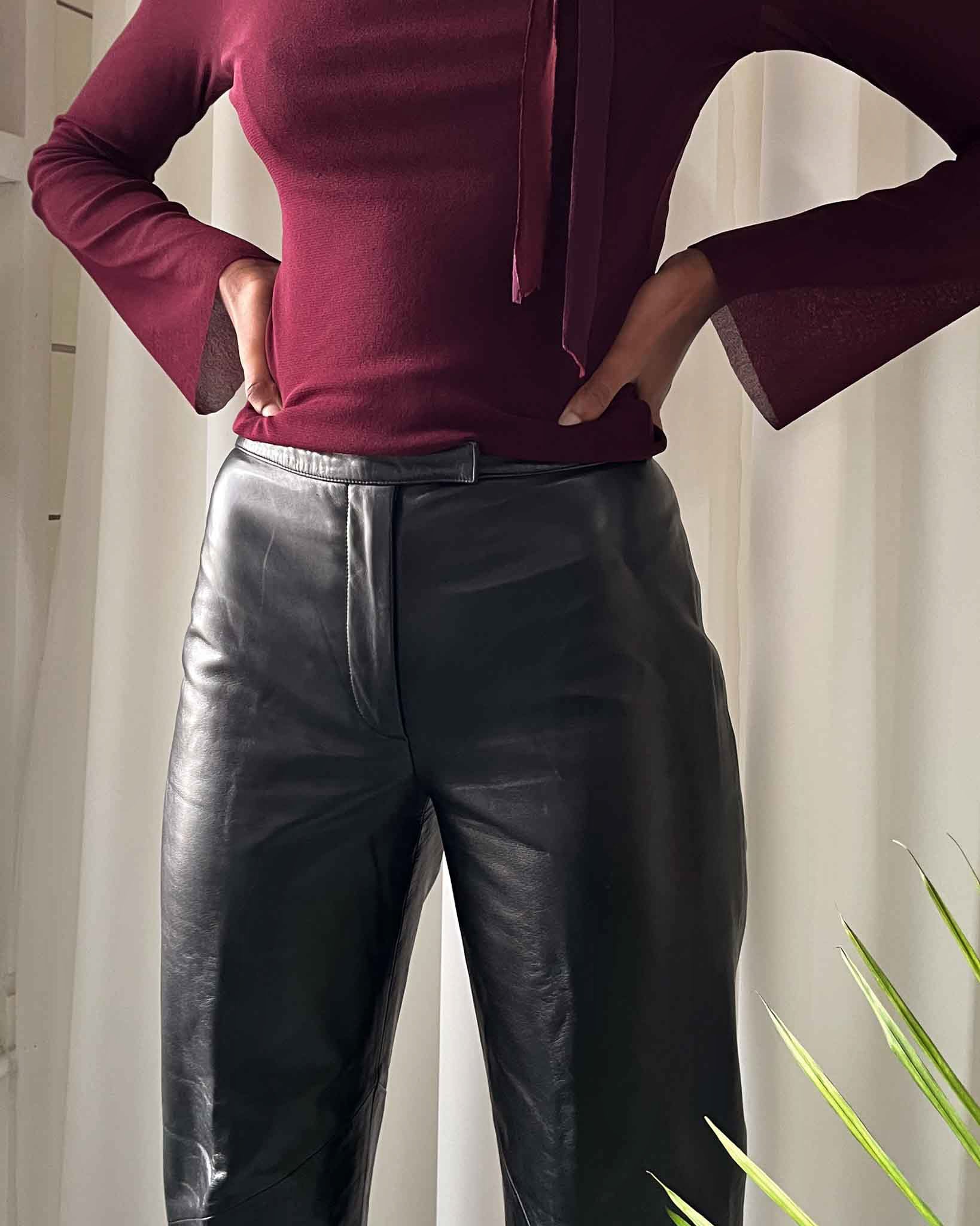 PLEATED FAUX LEATHER PANTS - Brown | ZARA United States