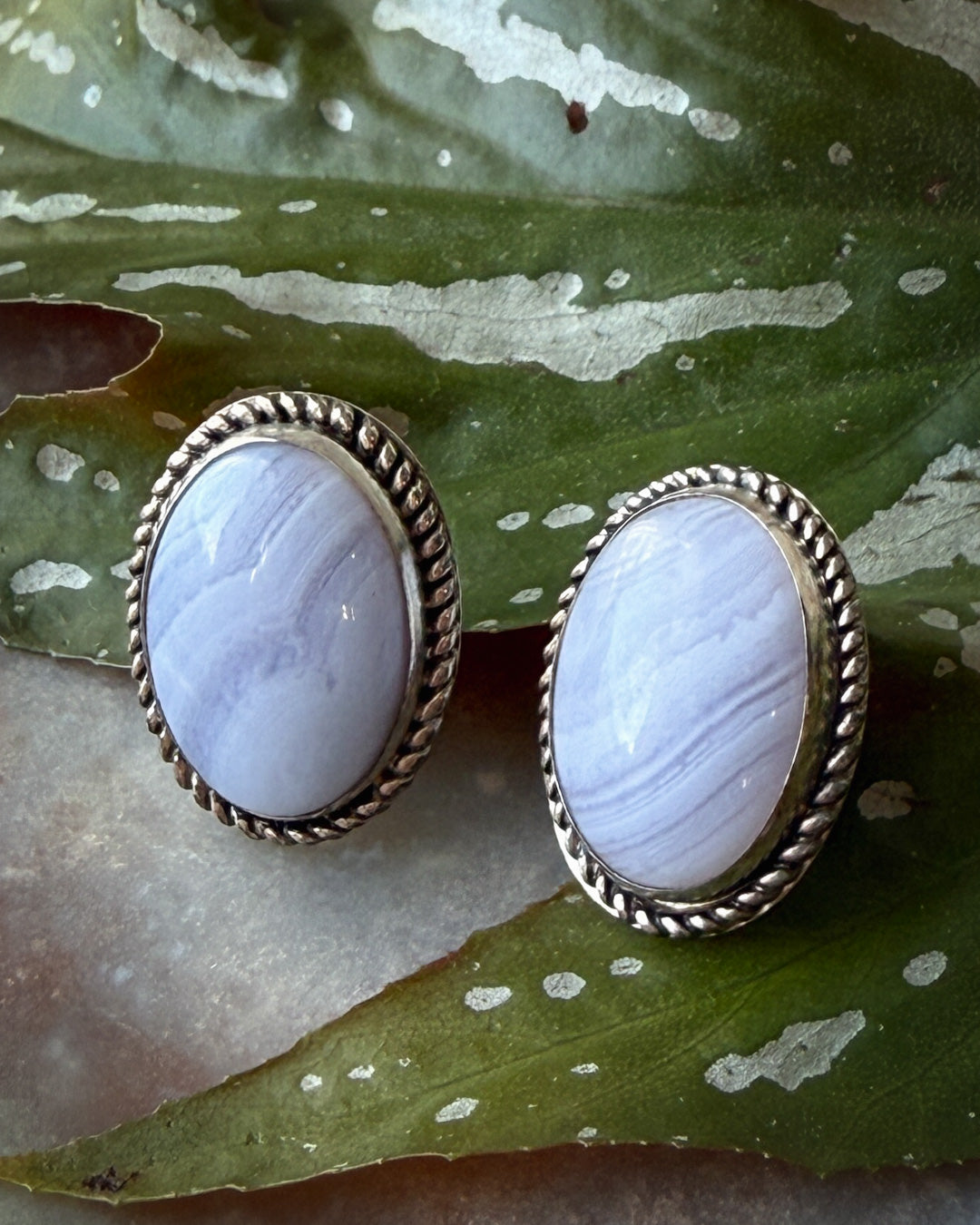 Sterling Lace Agate Earrings