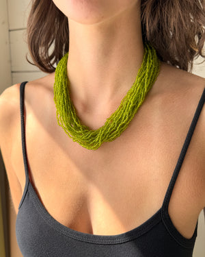 Lime Green Glass Beaded Necklace