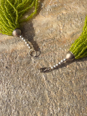 Lime Green Glass Beaded Necklace