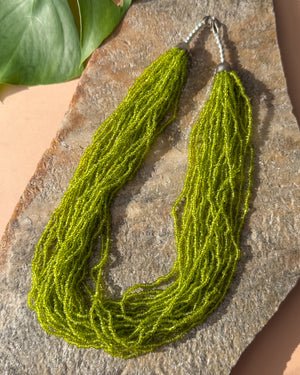 Lime Green Glass Beaded Necklace