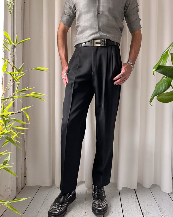 GIVENCHY MONSIEUR Men's Solid Black Slack Dress Pants Made in USA