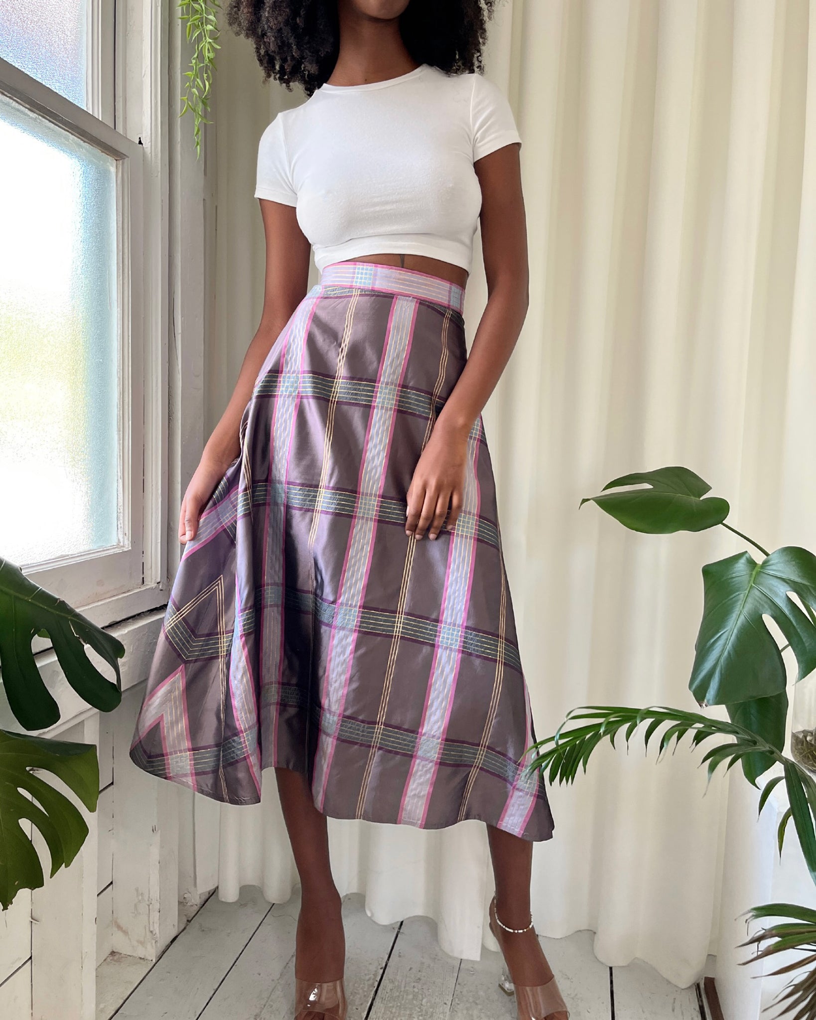 Simone Belted Checked Wool-Blend Piqué Midi Skirt By Staud | Moda Operandi