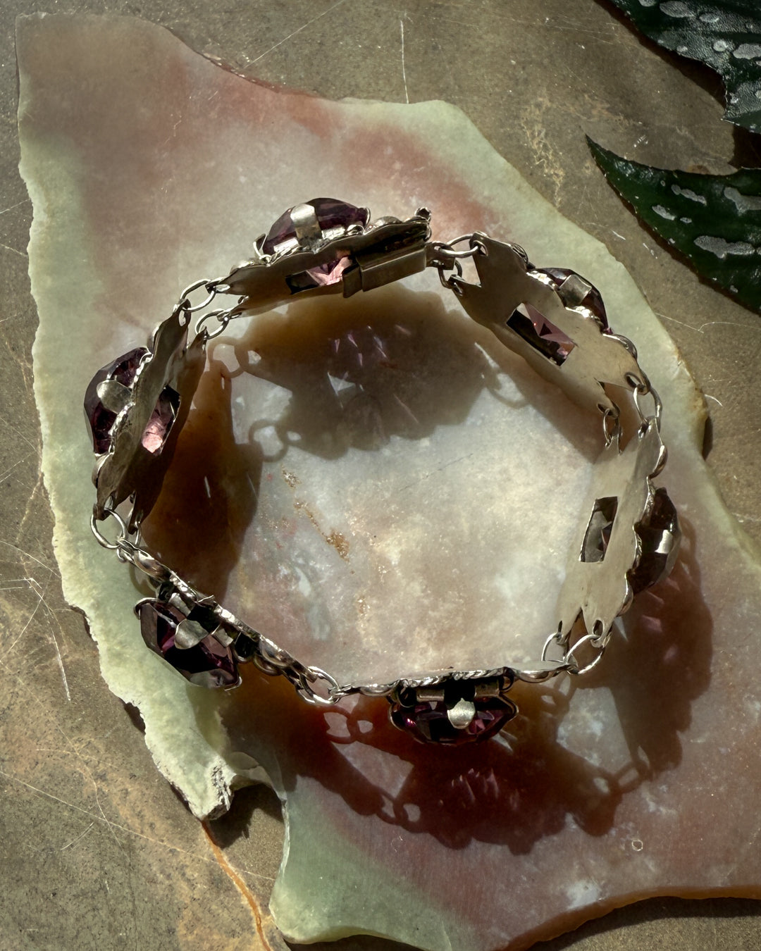 Sterling & Amethyst Link Bracelet