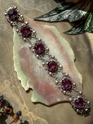 Sterling & Amethyst Link Bracelet