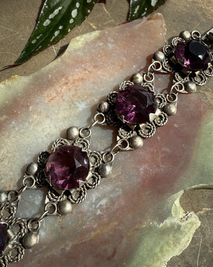 Sterling & Amethyst Link Bracelet