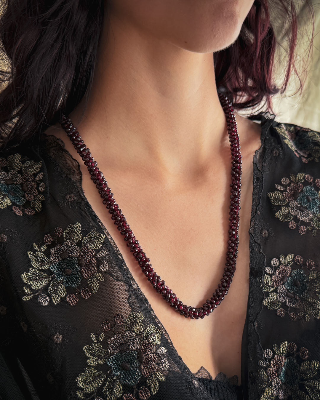 Garnet Beaded Necklace