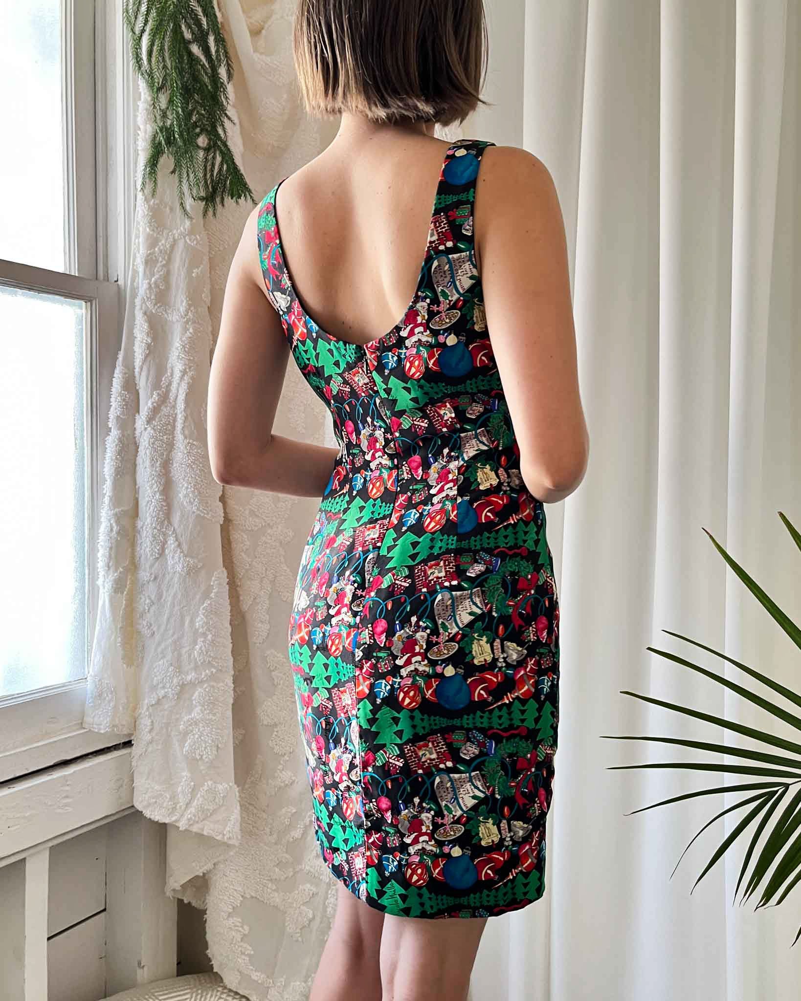 vintage christmas print dress Poppy Print Christmas Dress