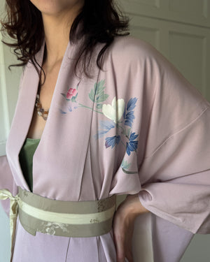 Ombre Silk Poppy Print Kimono | S-L