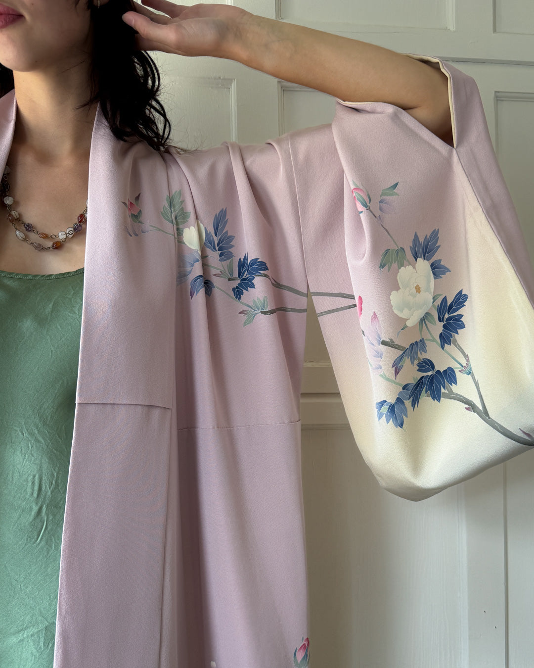 Ombre Silk Poppy Print Kimono | S-L