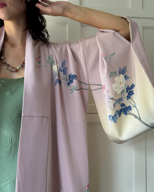 Ombre Silk Poppy Print Kimono | S-L