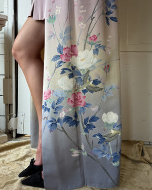 Ombre Silk Poppy Print Kimono | S-L