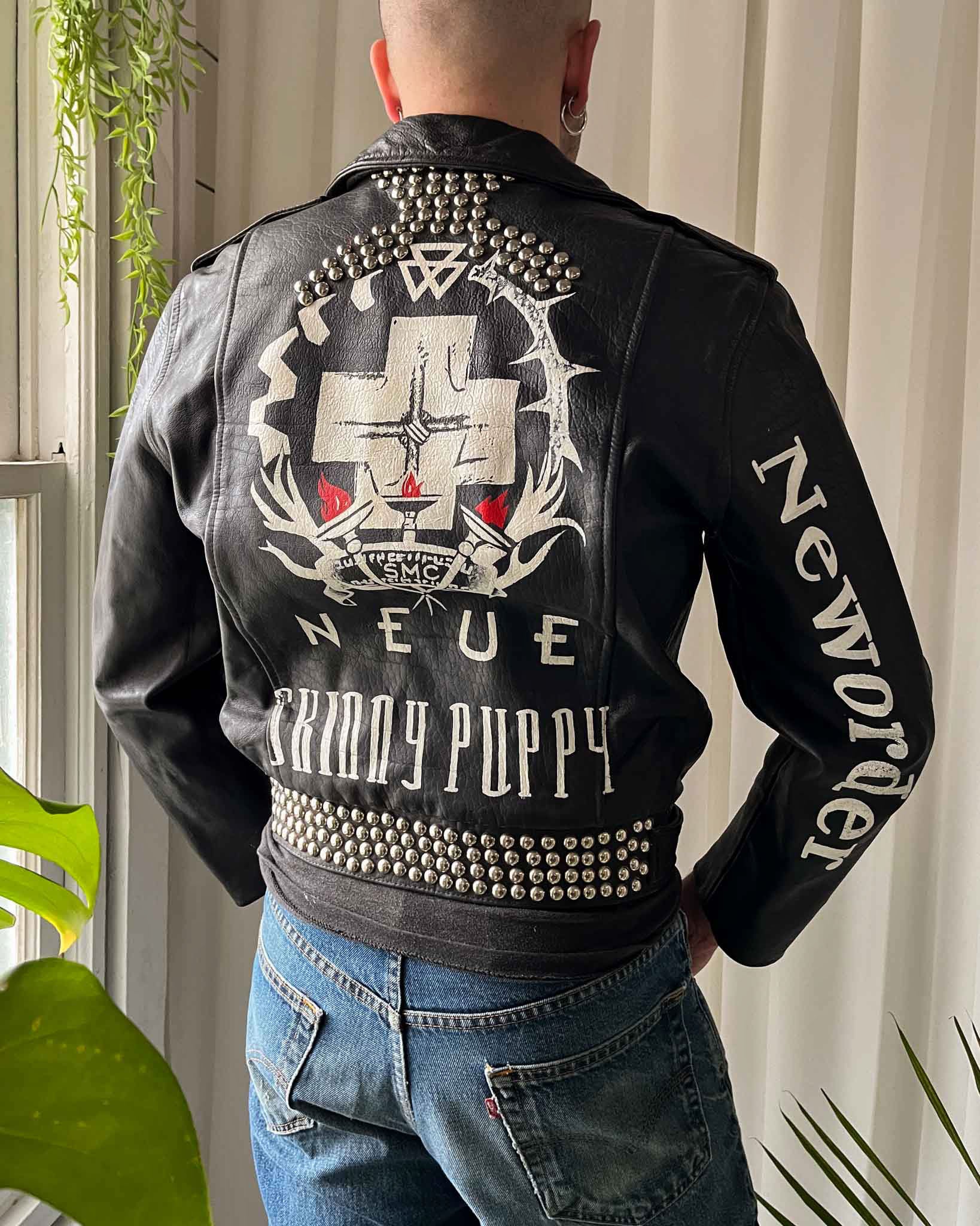 90s Custom Painted & Studded Punk Jacket - Lucky Vintage