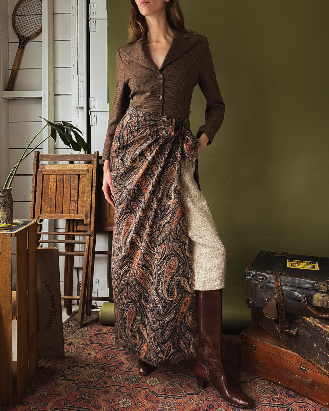 70s Liberty Paisley Wool Challis Scarf