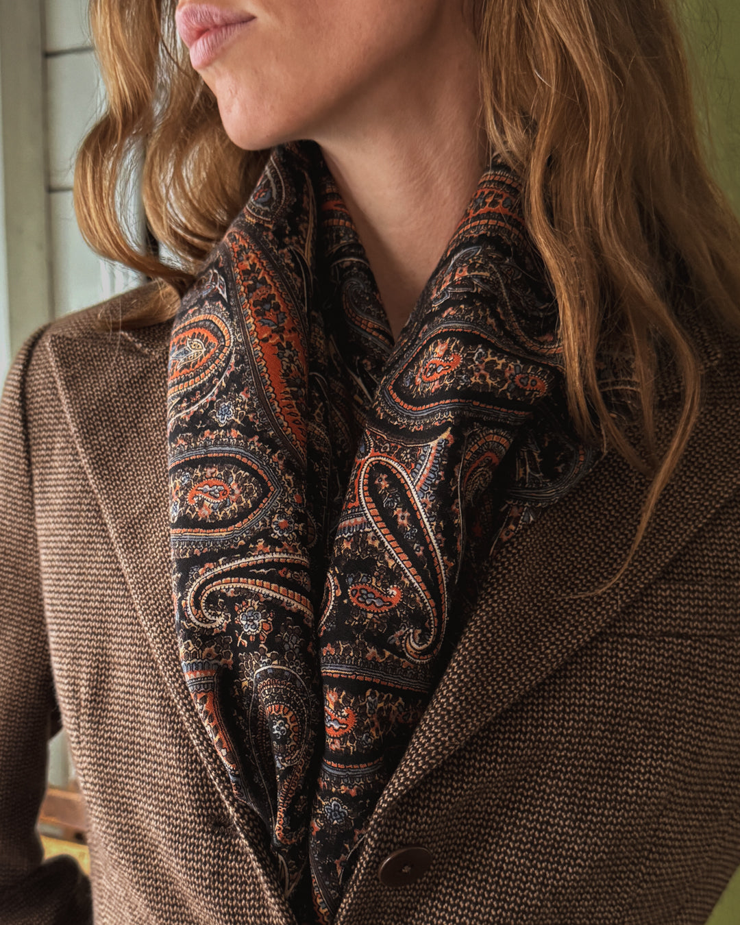 70s Liberty Paisley Wool Challis Scarf