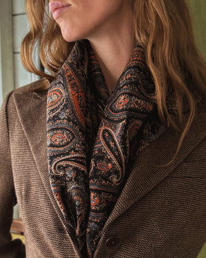 70s Liberty Paisley Wool Challis Scarf