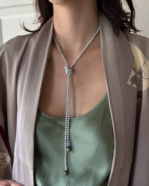 Freshwater Pearl, Agate & Jasper Lariat