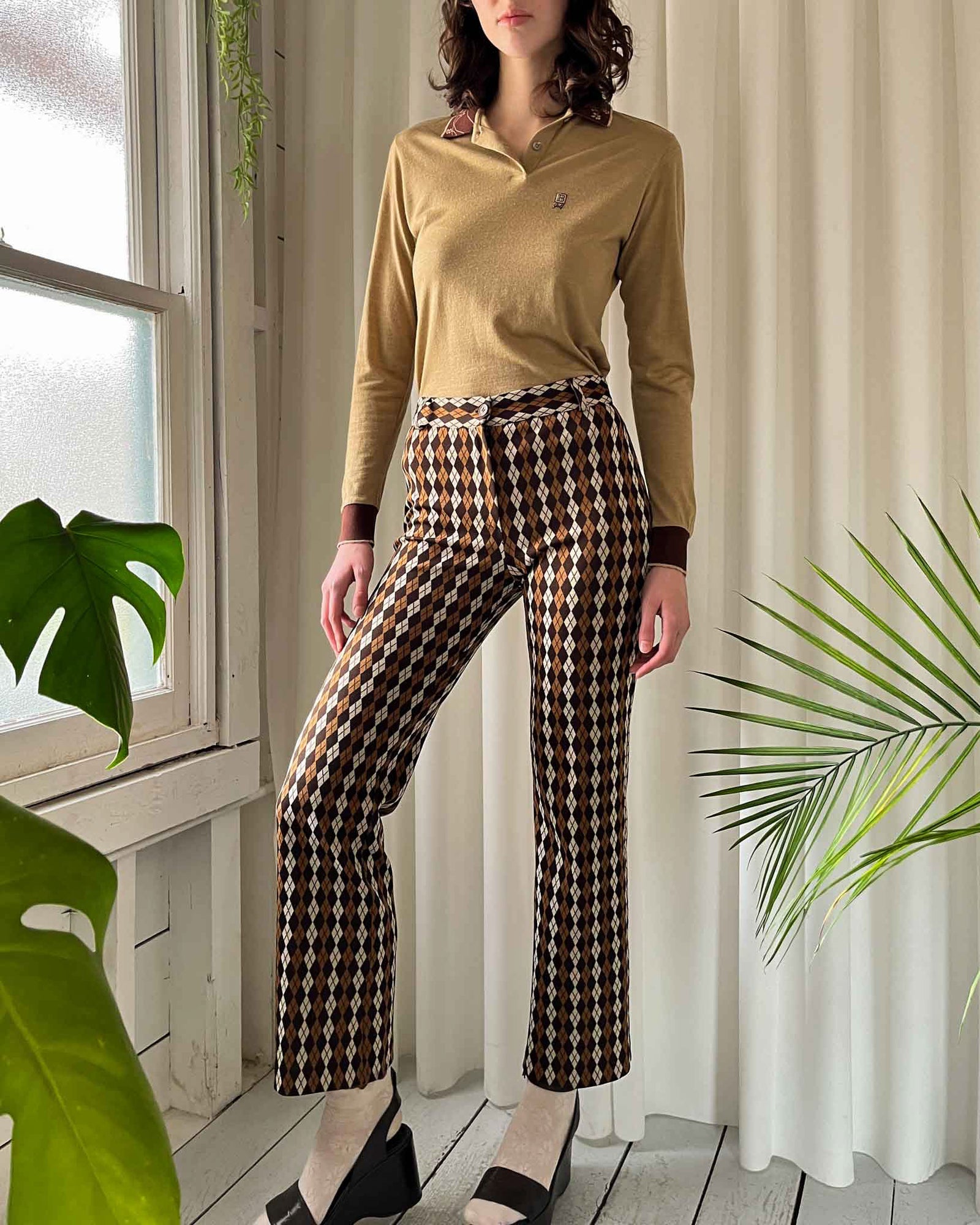 90s Alberta Ferretti Argyle Pants | S