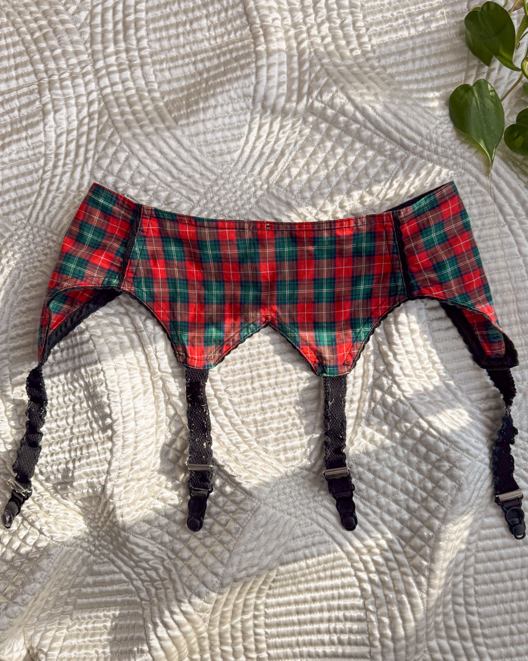 60s Tartan Garter Belt - Lucky Vintage 60s Tartan Garter Belt - Lucky Vintage