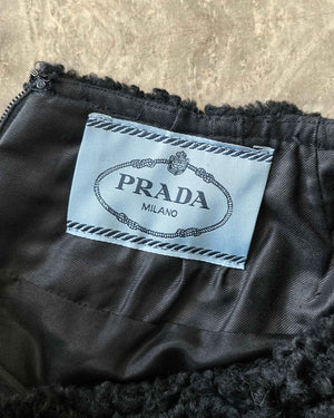00s Prada Faux Astrakahn Mini Skirt