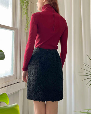 00s Prada Faux Astrakahn Mini Skirt