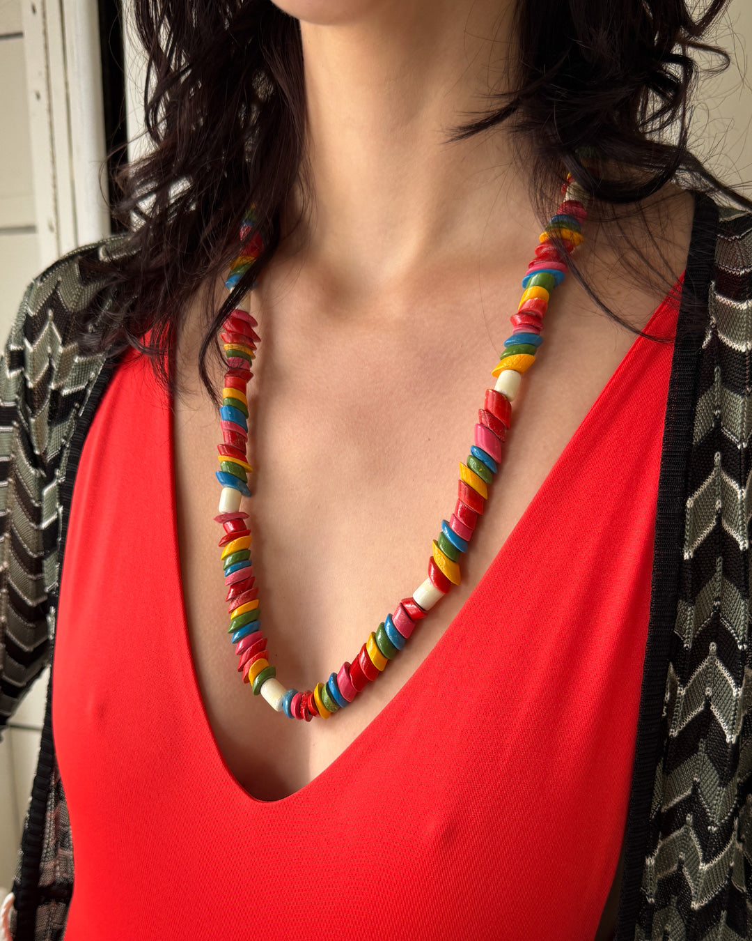 Rainbow Trade Bead Necklace