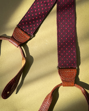 60s Burgundy Dot Suspenders