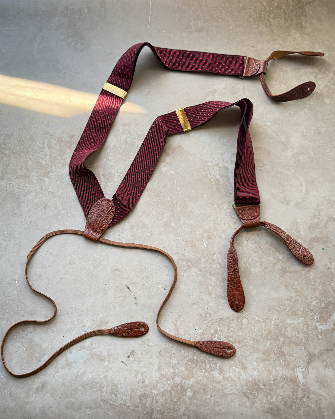 60s Burgundy Dot Suspenders