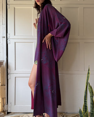 40s Floral Silk Kimono | S-M