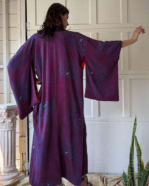 40s Floral Silk Kimono | S-M