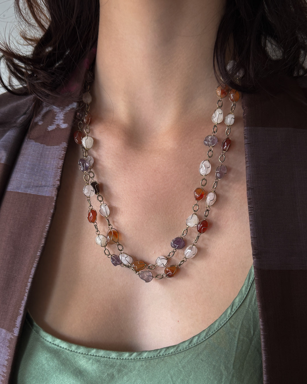 90s Semi Precious Stone Necklace