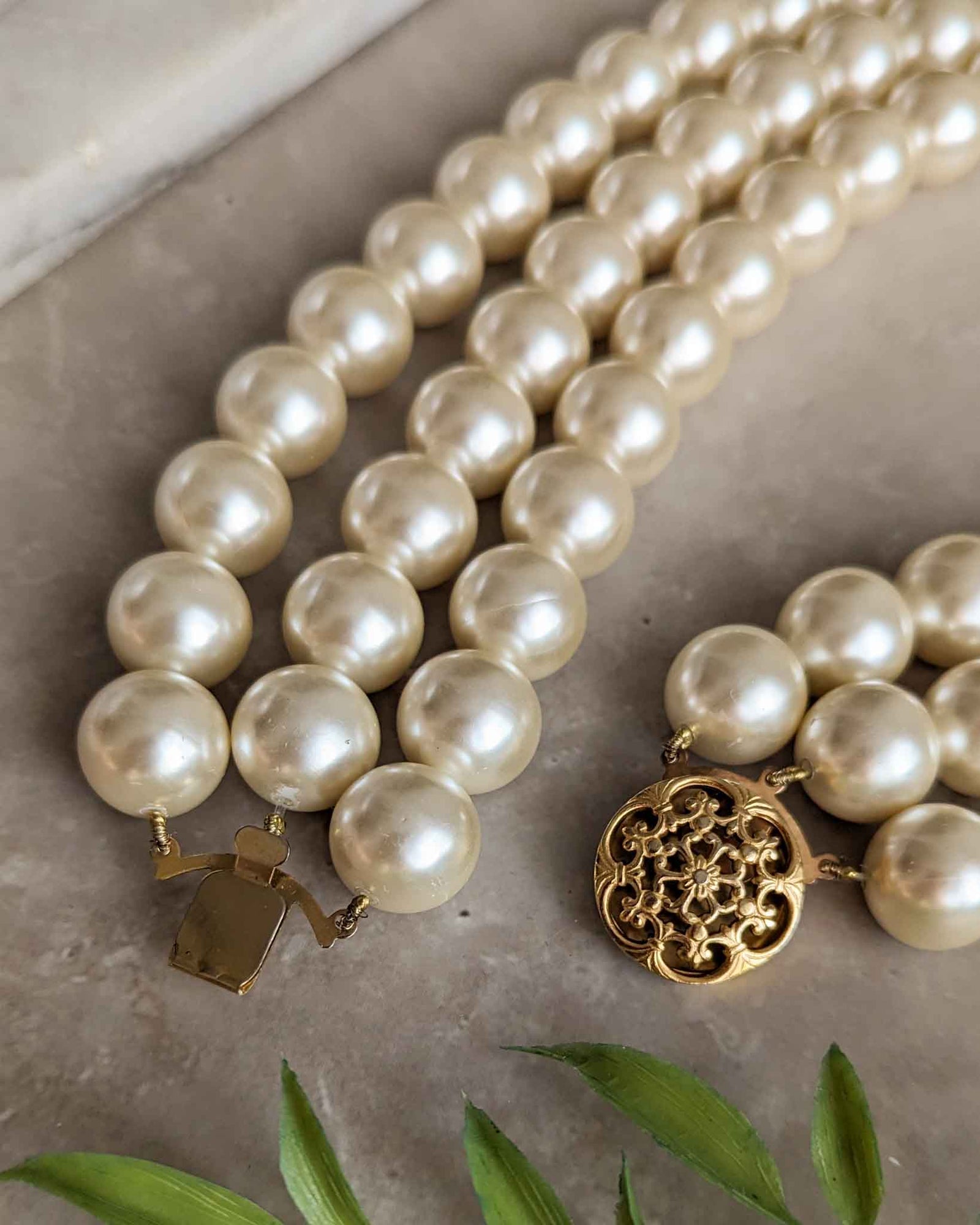 80s Jacky de G 3 Strand Pearl Necklace