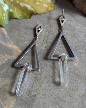 Sterling Silver Quartz Crystal Earrings