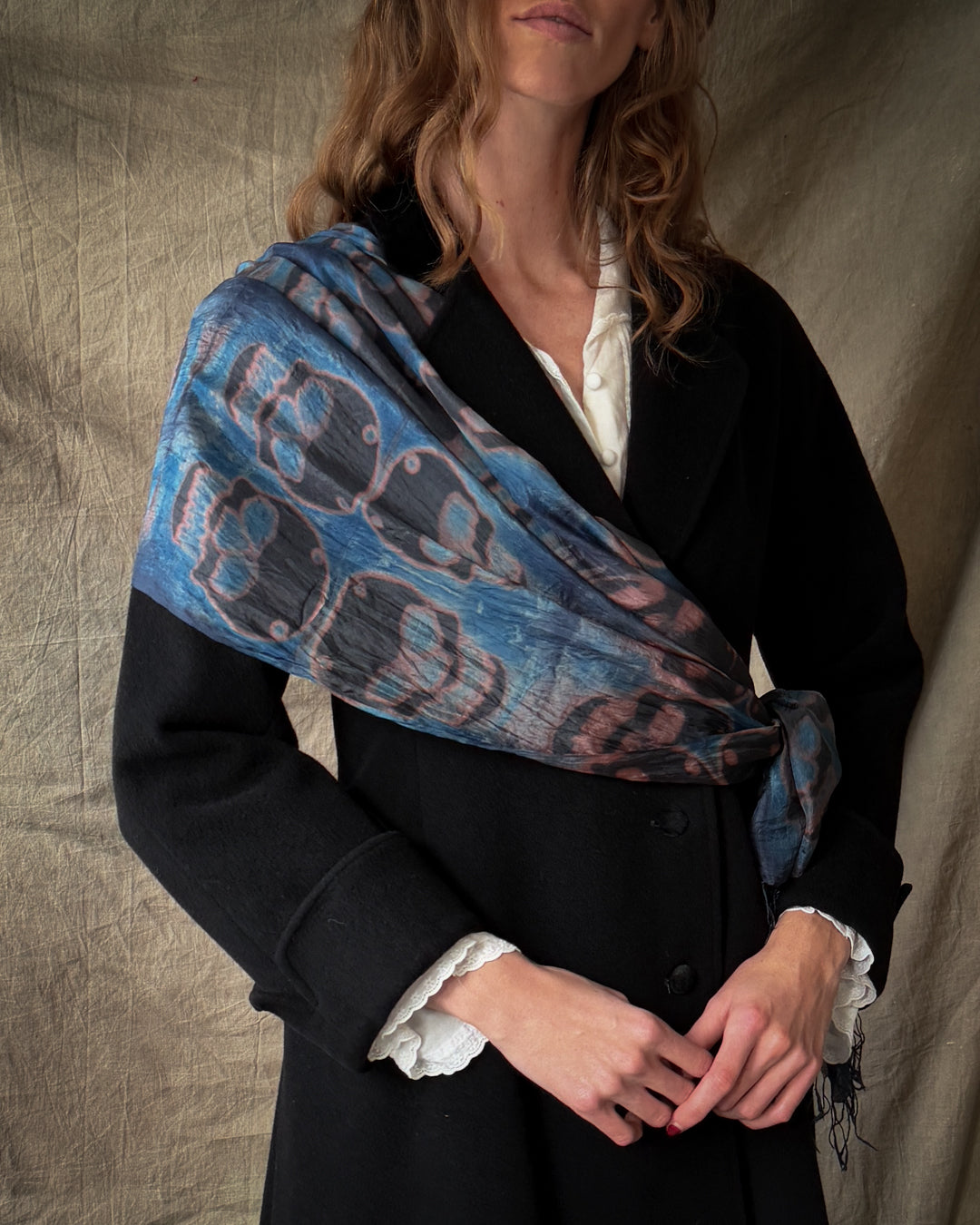 Skull Tie Dye Silk Scarf