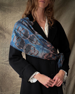 Skull Tie Dye Silk Scarf