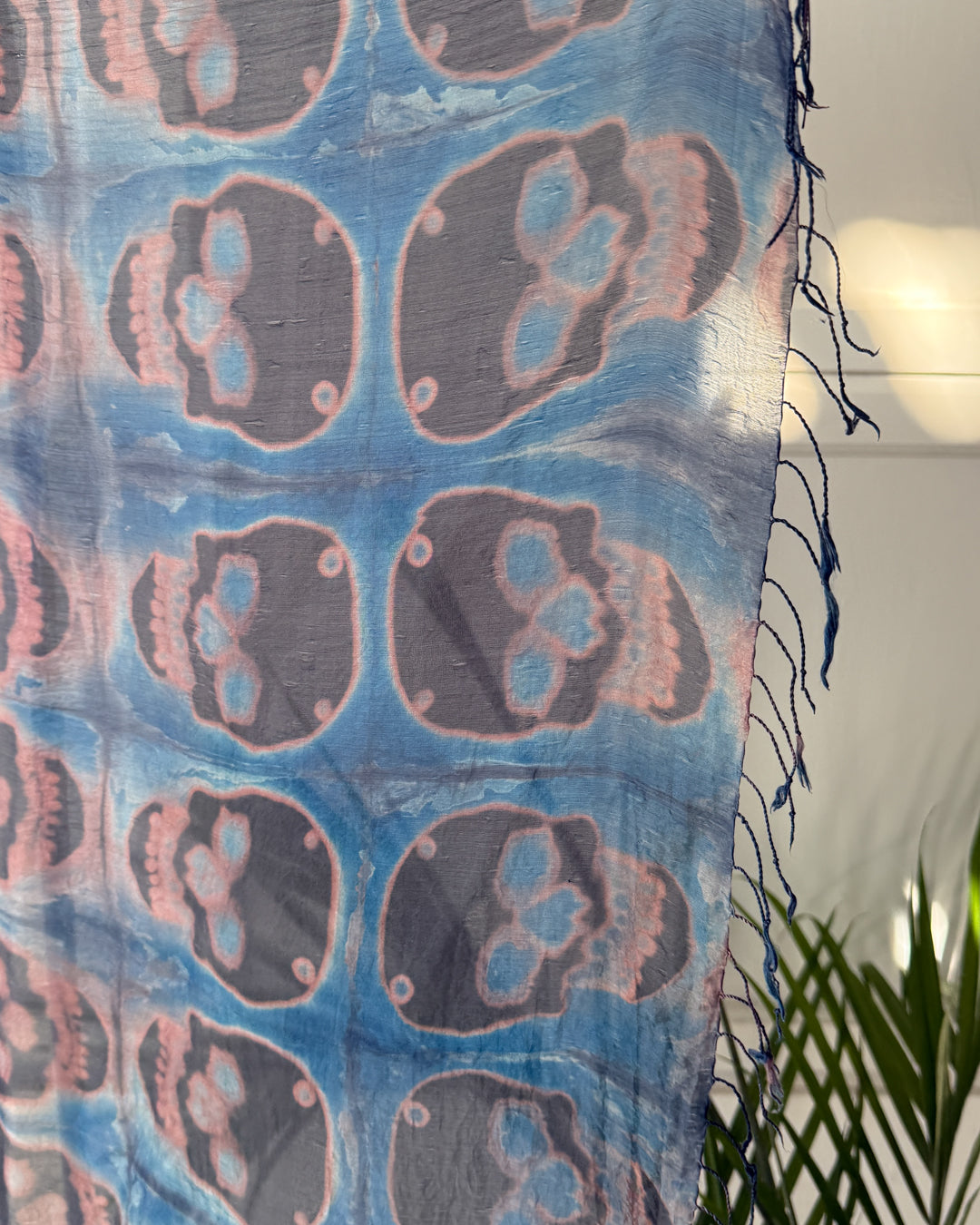 Skull Tie Dye Silk Scarf