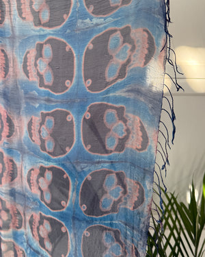 Skull Tie Dye Silk Scarf