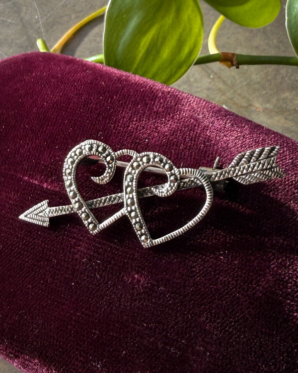 Sterling Hearts Brooch - Lucky Vintage