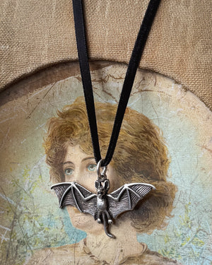 Sterling Bat Ribbon Choker