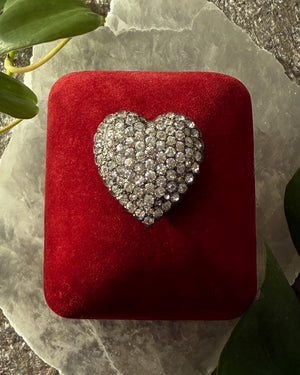 Sterling Pavé Crystal Heart Brooch