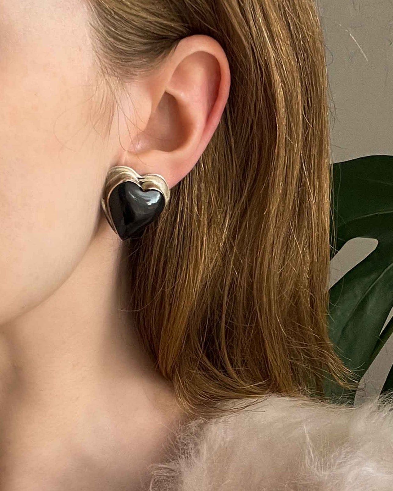 Sterling & Onyx Heart Earrings