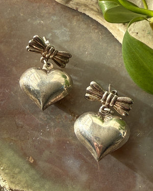 Sterling Puffy Heart Earrings